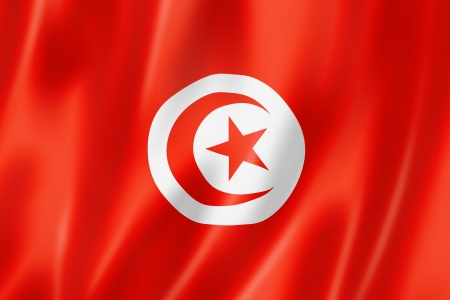 Tunisia flag, three dimensional render, satin textureの写真素材