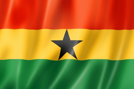 Ghana flag, three dimensional render, satin textureの写真素材