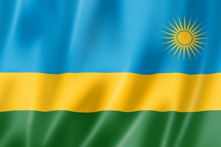 Rwanda flag, three dimensional render, satin textureの写真素材