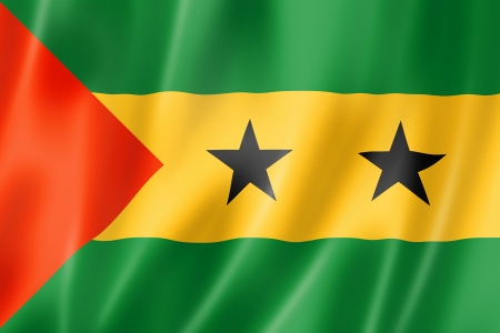 Sao Tome and Principe flag, three dimensional render, satin textureの写真素材
