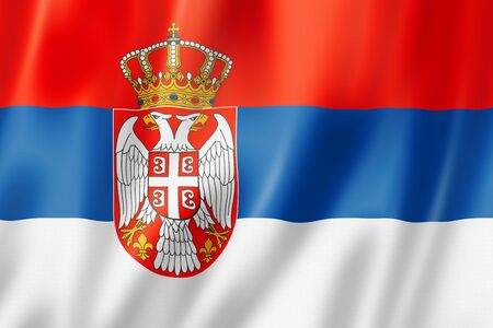 Serbia flag, three dimensional render, satin textureの写真素材