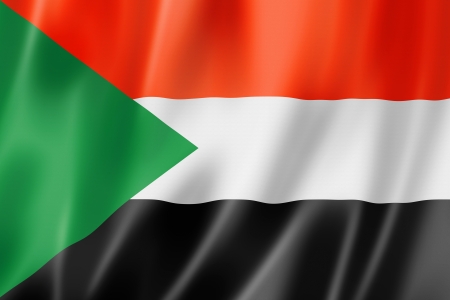 Sudan flag, three dimensional render, satin textureの写真素材