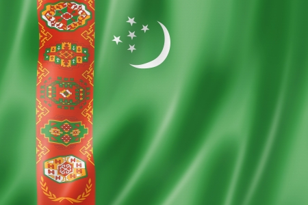 Turkmenistan flag, three dimensional render, satin textureの写真素材