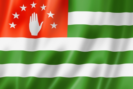 Abkhazia flag, three dimensional render, satin textureの写真素材