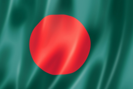 Bangladesh flag, three dimensional render, satin textureの写真素材