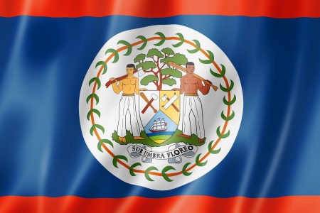 Belize flag, three dimensional render, satin textureの写真素材