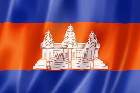 Cambodia flag, three dimensional render, satin textureの写真素材