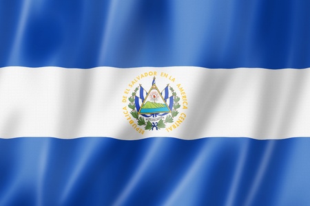 El Salvador flag, three dimensional render, satin textureの写真素材