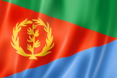 Eritrea flag, three dimensional render, satin textureの写真素材