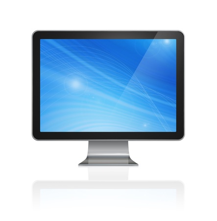 3D computer, TV screen, isolated on white with clipping pathの写真素材