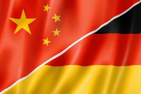 Mixed China and Germany flag, three dimensional render, illustrationの写真素材