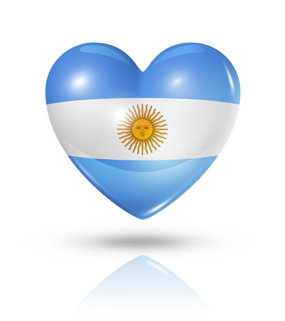 Love Argentina symbol. 3D heart flag icon isolated on white with clipping pathの写真素材