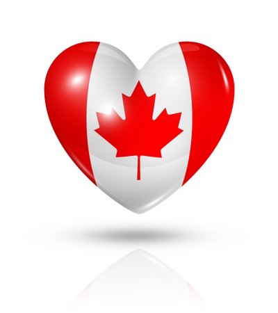 Love Canada symbol. 3D heart flag icon isolated on white with clipping pathの写真素材