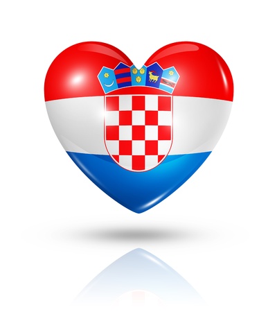 Love Croatia symbol. 3D heart flag icon isolated on white with clipping pathの写真素材