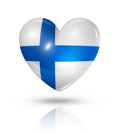 Love Finland symbol. 3D heart flag icon isolated on white with clipping pathの写真素材
