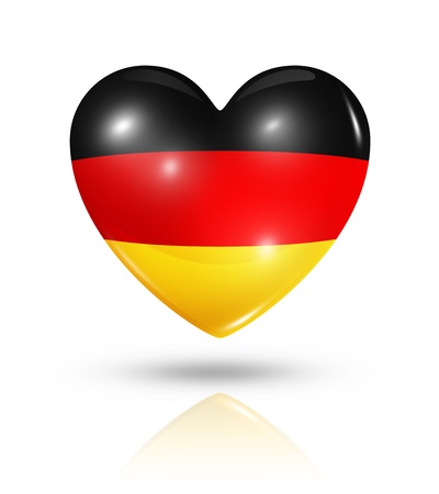Love Germany symbol. 3D heart flag icon isolated on white with clipping pathの写真素材