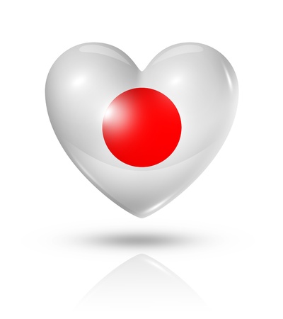 Love Japan symbol. 3D heart flag icon isolated on white with clipping pathの写真素材
