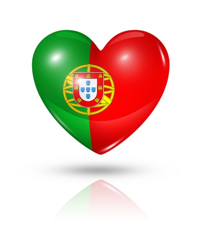 Love Portugal symbol. 3D heart flag icon isolated on white with clipping pathの写真素材