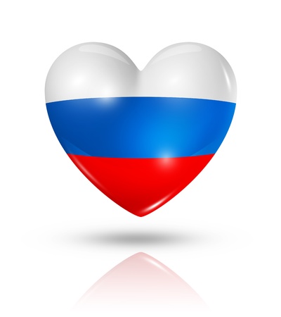 Love Russia symbol. 3D heart flag icon isolated on white with clipping pathの写真素材
