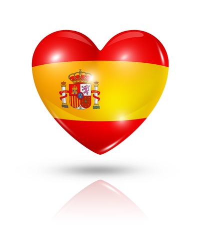 Love Spain symbol. 3D heart flag icon isolated on white with clipping pathの写真素材