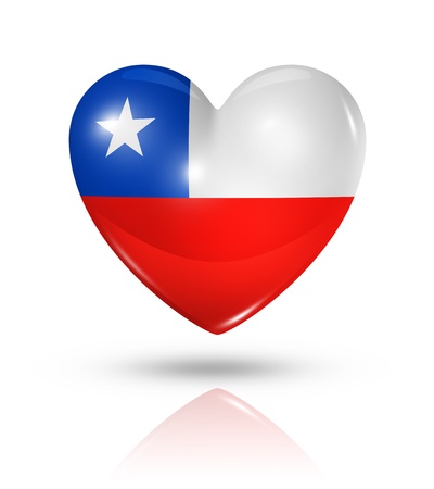 Love Chile symbol. 3D heart flag icon isolated on white の写真素材