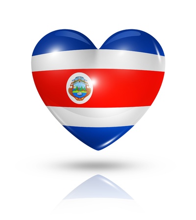 Love Costa Rica symbol. 3D heart flag icon isolated on whiteの写真素材