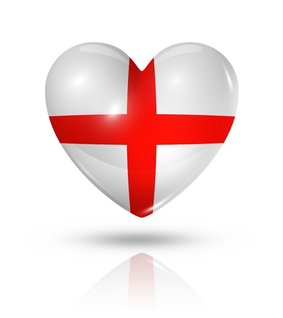 Love England symbol. 3D heart flag icon isolated on white の写真素材