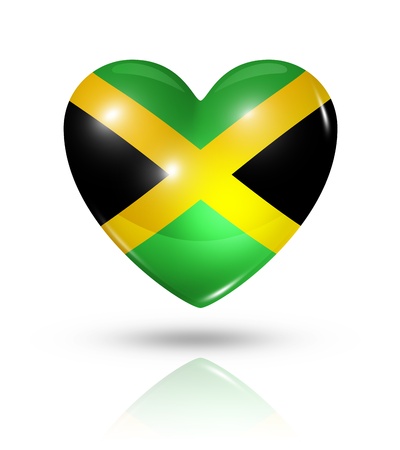 Love Jamaica symbol. 3D heart flag icon isolated on whiteの写真素材