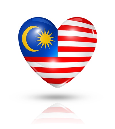 Love Malaysia symbol. 3D heart flag icon isolated on white の写真素材