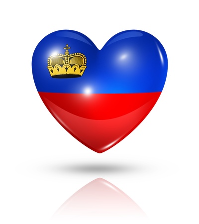 Love Liechtenstein symbol. 3D heart flag icon isolated on white with clipping pathの写真素材