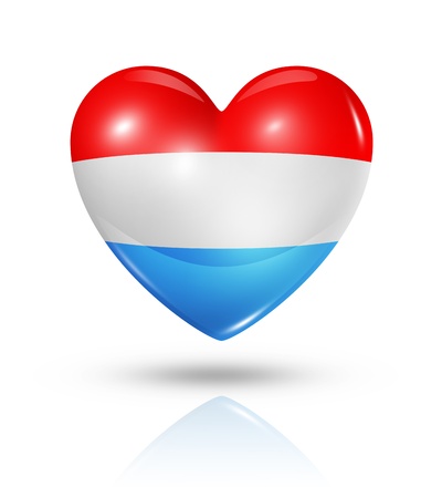 Love Luxembourg symbol. 3D heart flag icon isolated on whiteの写真素材