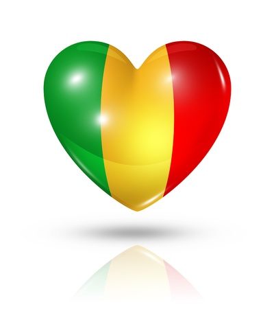 Love Mali symbol. 3D heart flag icon isolated on white の写真素材