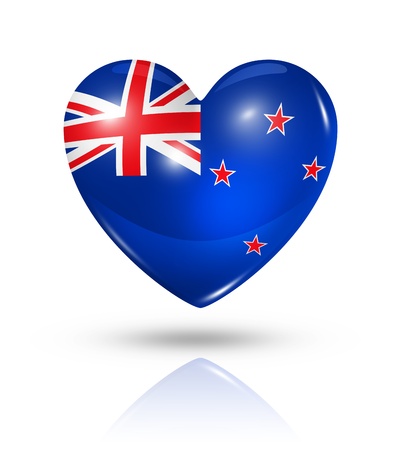 Love New Zealand symbol. 3D heart flag icon isolated on white の写真素材