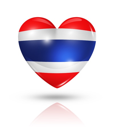 Love Thailand symbol. 3D heart flag icon isolated on white の写真素材