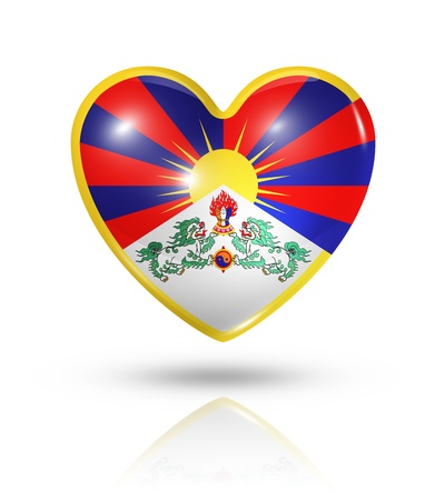 Love Tibet symbol. 3D heart flag icon isolated on white の写真素材