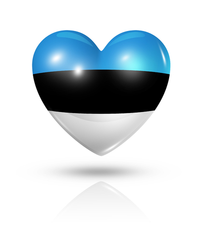 Love Estonia symbol. 3D heart flag icon isolated on white  の写真素材