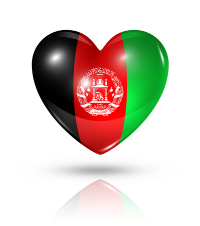 Love Afghanistan symbol. 3D heart flag icon isolated on white with clipping pathの写真素材