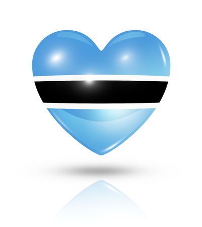 Love Botswana symbol. 3D heart flag icon isolated on white with clipping pathの写真素材