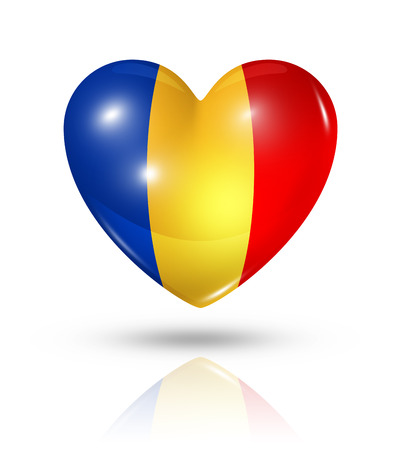 Love Chad symbol. 3D heart flag icon isolated on white with clipping pathの写真素材