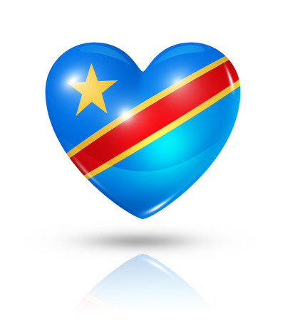Love Democratic Republic of the Congo symbol. 3D heart flag icon isolated on white with clipping pathの写真素材