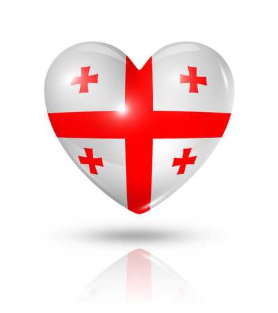 Love Georgia symbol. 3D heart flag icon isolated on white with clipping pathの写真素材
