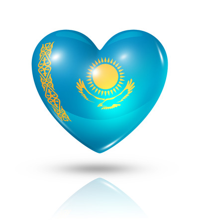 Love Kazakhstan symbol. 3D heart flag icon isolated on white with clipping pathの写真素材