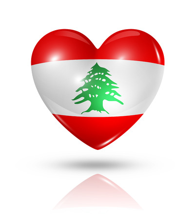 Love Lebanon symbol. 3D heart flag icon isolated on white with clipping pathの写真素材