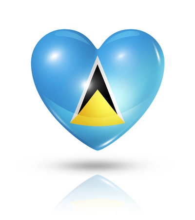 Love Saint Lucia symbol. 3D heart flag icon isolated on white with clipping pathの写真素材