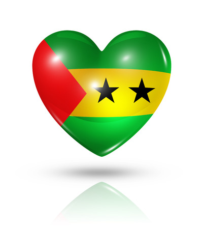 Love Sao Tome and Principe symbol. 3D heart flag icon isolated on white with clipping pathの写真素材