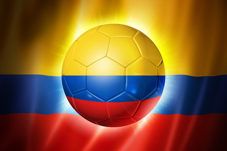3D soccer ball with Colombia team flag, world football cup Brazil 2014の写真素材