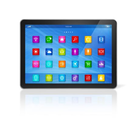 3D Digital Tablet Computer - apps icons interface の写真素材