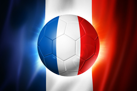 3D soccer ball with France team flag, world football cup Brazil 2014の写真素材