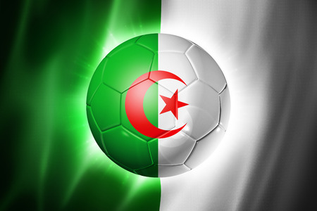 3D soccer ball with Algeria team flag, world football cup Brazil 2014の写真素材