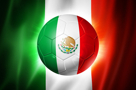 3D soccer ball with Mexico team flag, world football cup Brazil 2014の写真素材